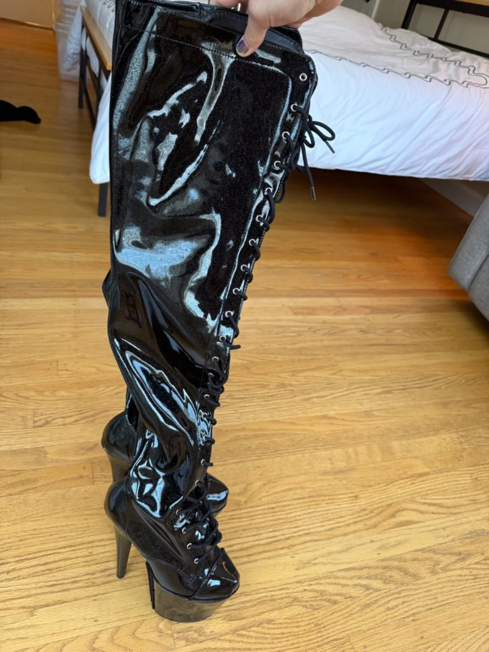 Pleasers thigh-highs + shoe protectors